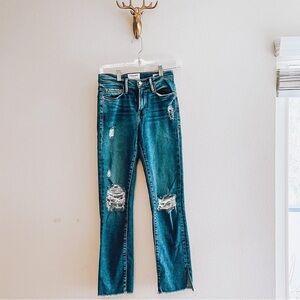 FRAME Women's Blue Le Nouveau Straight Distressed Ripped Jeans Size 24